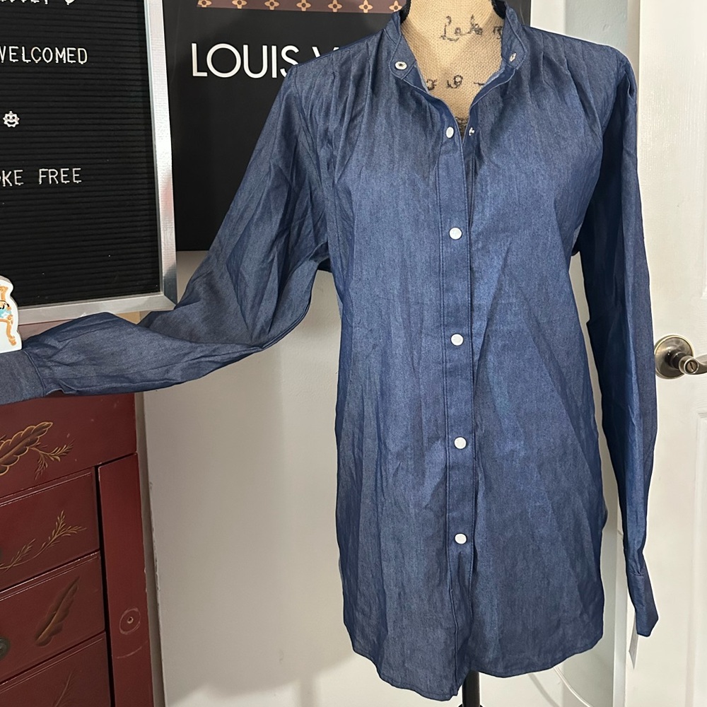 🆕NY Collection Woman Long Sleeve Button Down Shirt